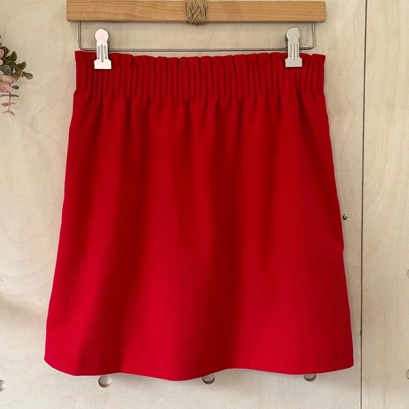 J. CREW Mercantile Sidewalk Skirt Size 2 Red Polyester Blend Crepe - Picture 5 of 9